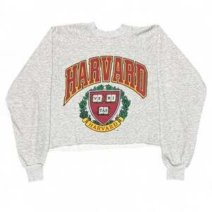 Vintage Harvard University Crest Cropped Crewneck Sweatshirt XL